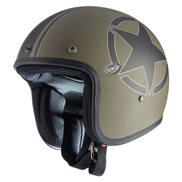 Premier JET CLASSIC STAR MILI BM Jet Helmet - Green / BlackRef: PE0448