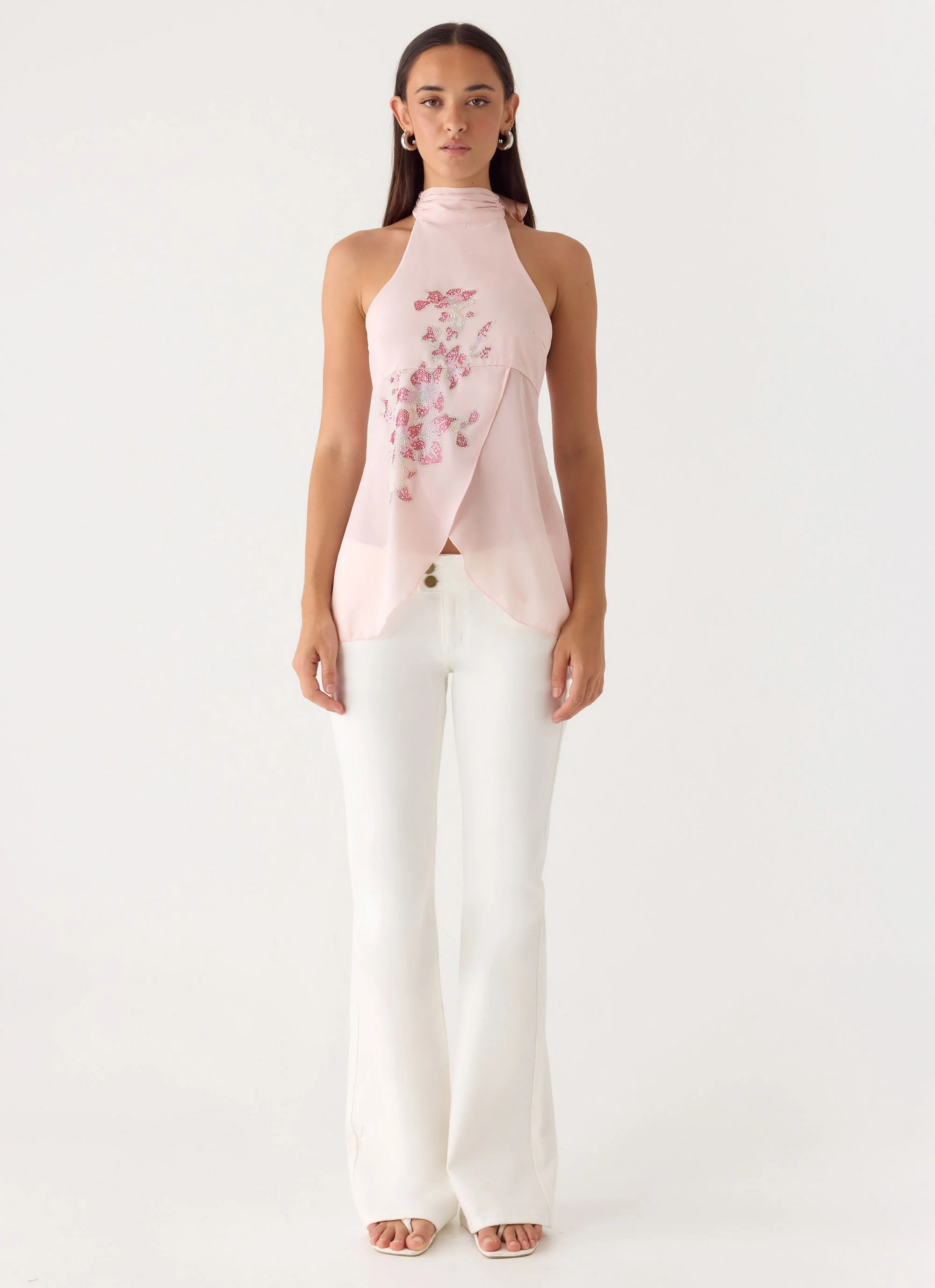 Flip It Embellished Top - Baby Pink