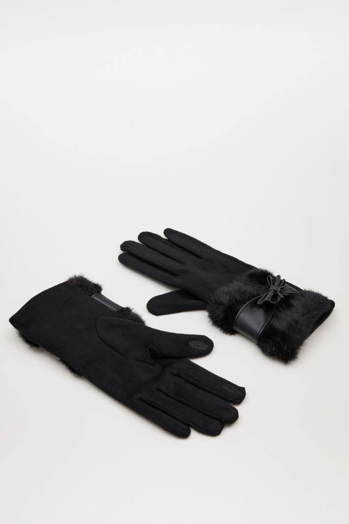Velvet effect gloves - BLACK