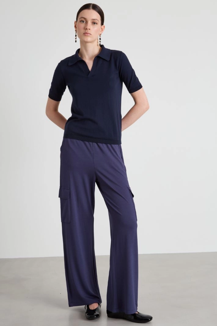 Jersey cargo trousers - BLUE