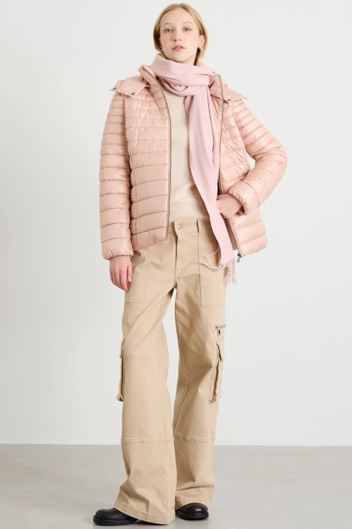 Slim-fit zip puffer - PINK