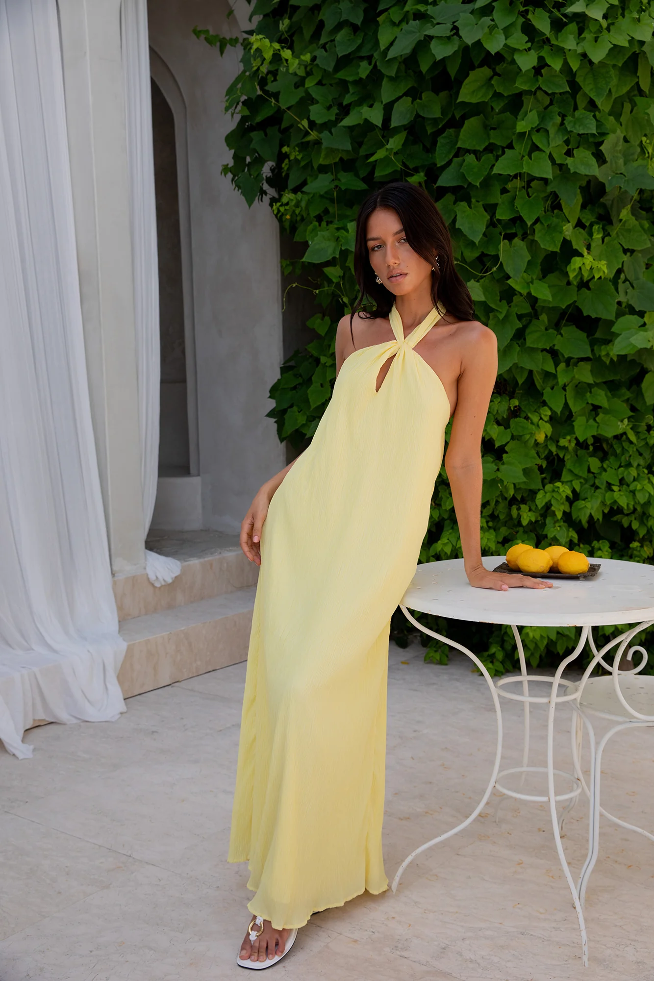 Isle Of Chic Halter Maxi Dress Yellow
