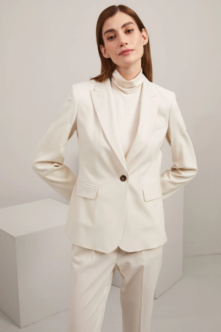 Wool canvas blazer - IVORY