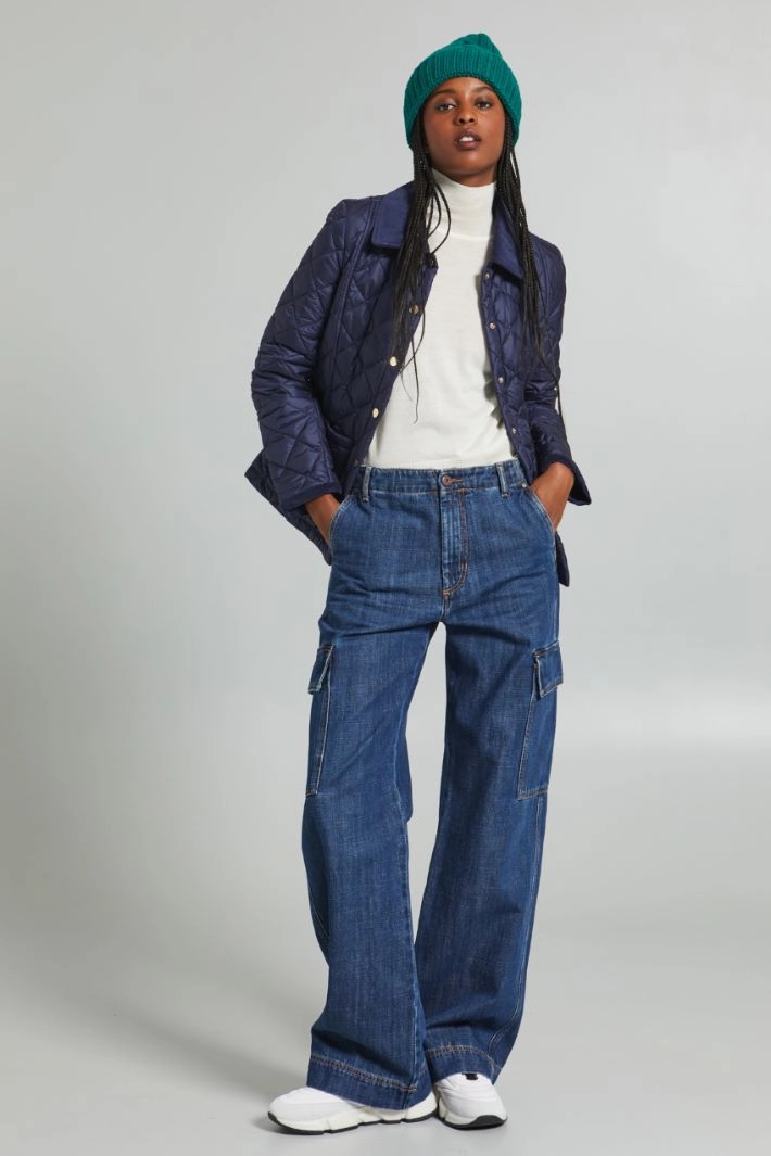 Quilted padded shirt-style jacket - NIGHT BLUE