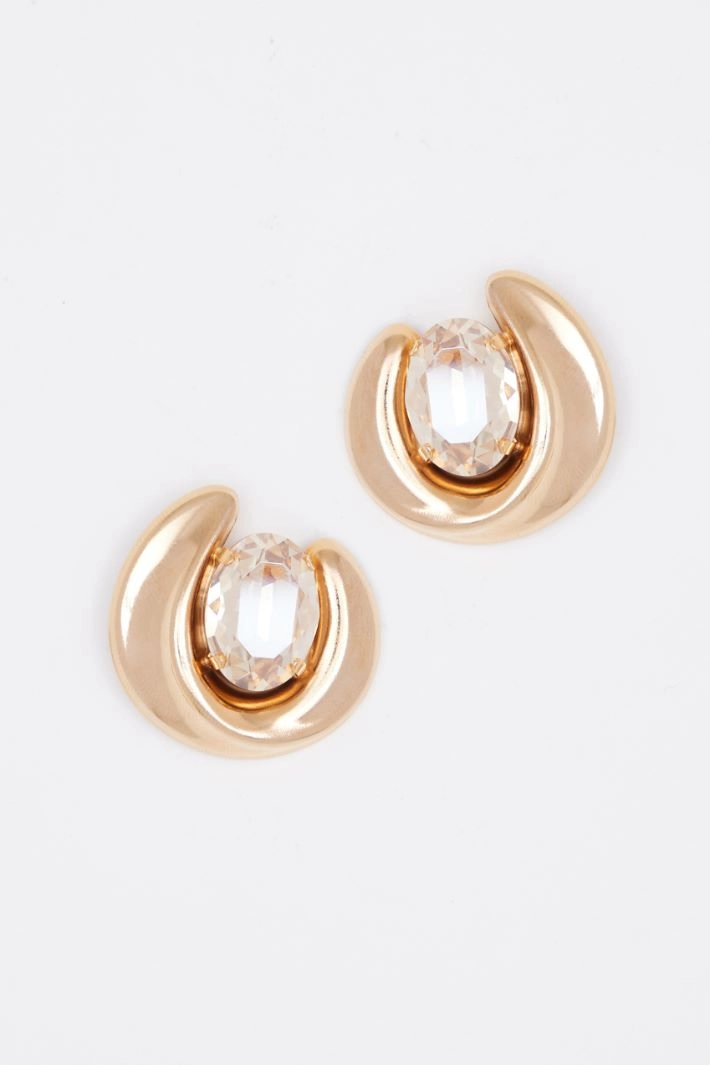 Metal earrings with rhinestones - GOLD