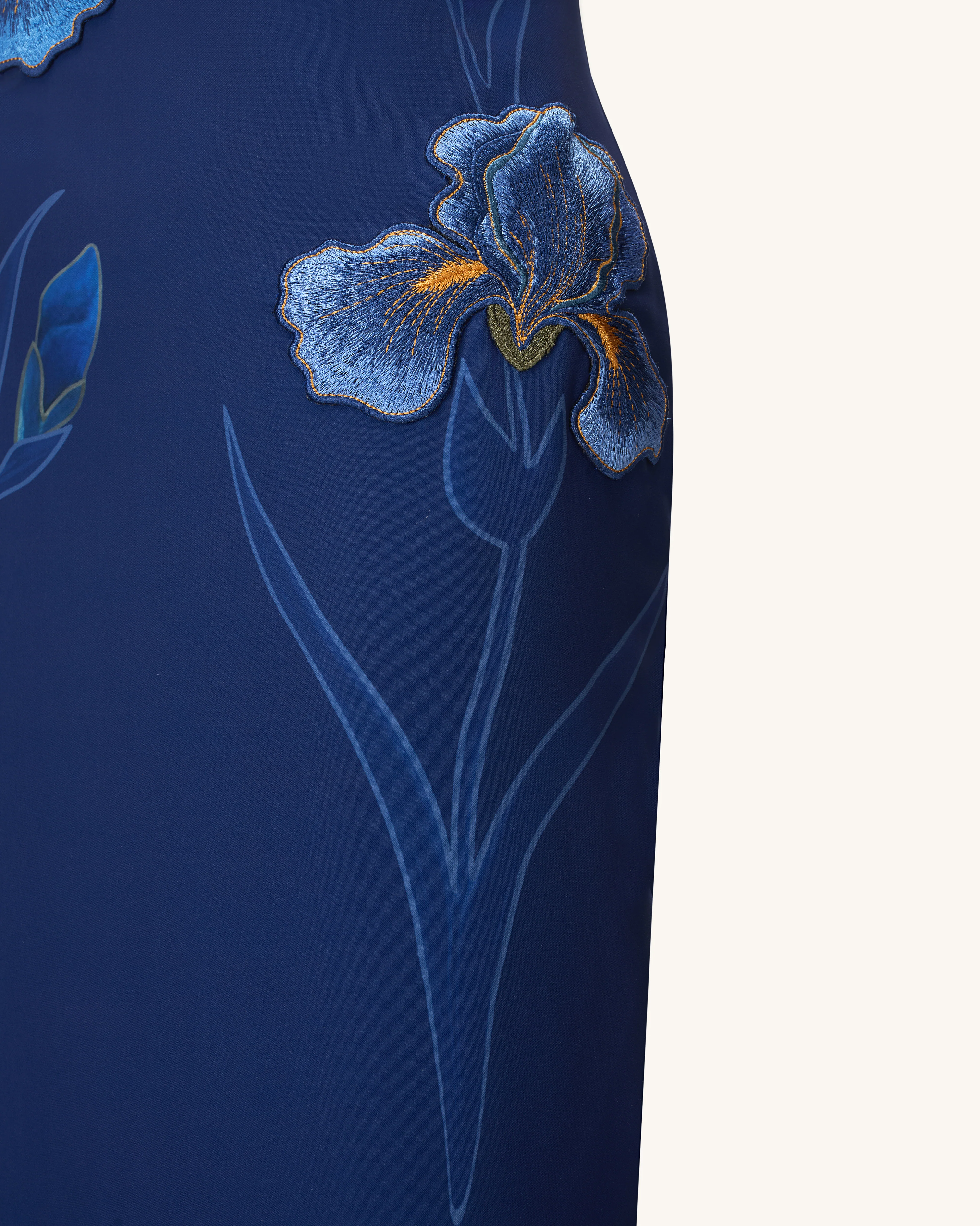 Iris Embroidered Strapless Maxi Dress - Navy Blue