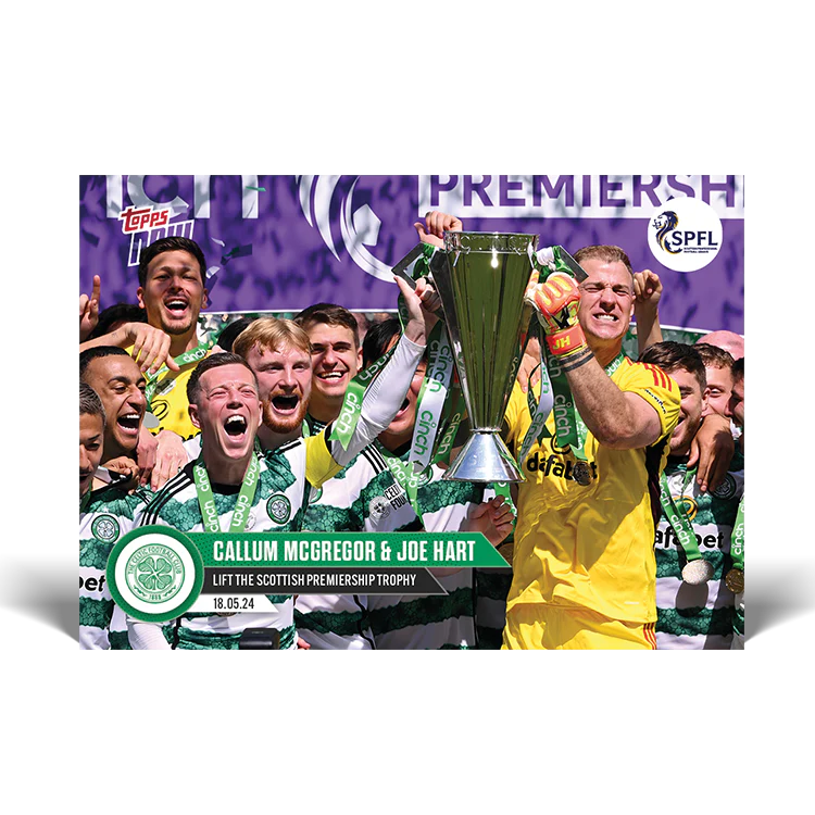 Callum McGregor & Joe Hart - Lift the Scottish Premiership trophy - 23/24 SPFL TOPPS NOW® Card 4