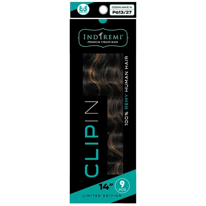 Bobbi Boss Indiremi Clip-In 9 PCS 100% Remy Human Hair Weaving - OCEAN WAVE 14