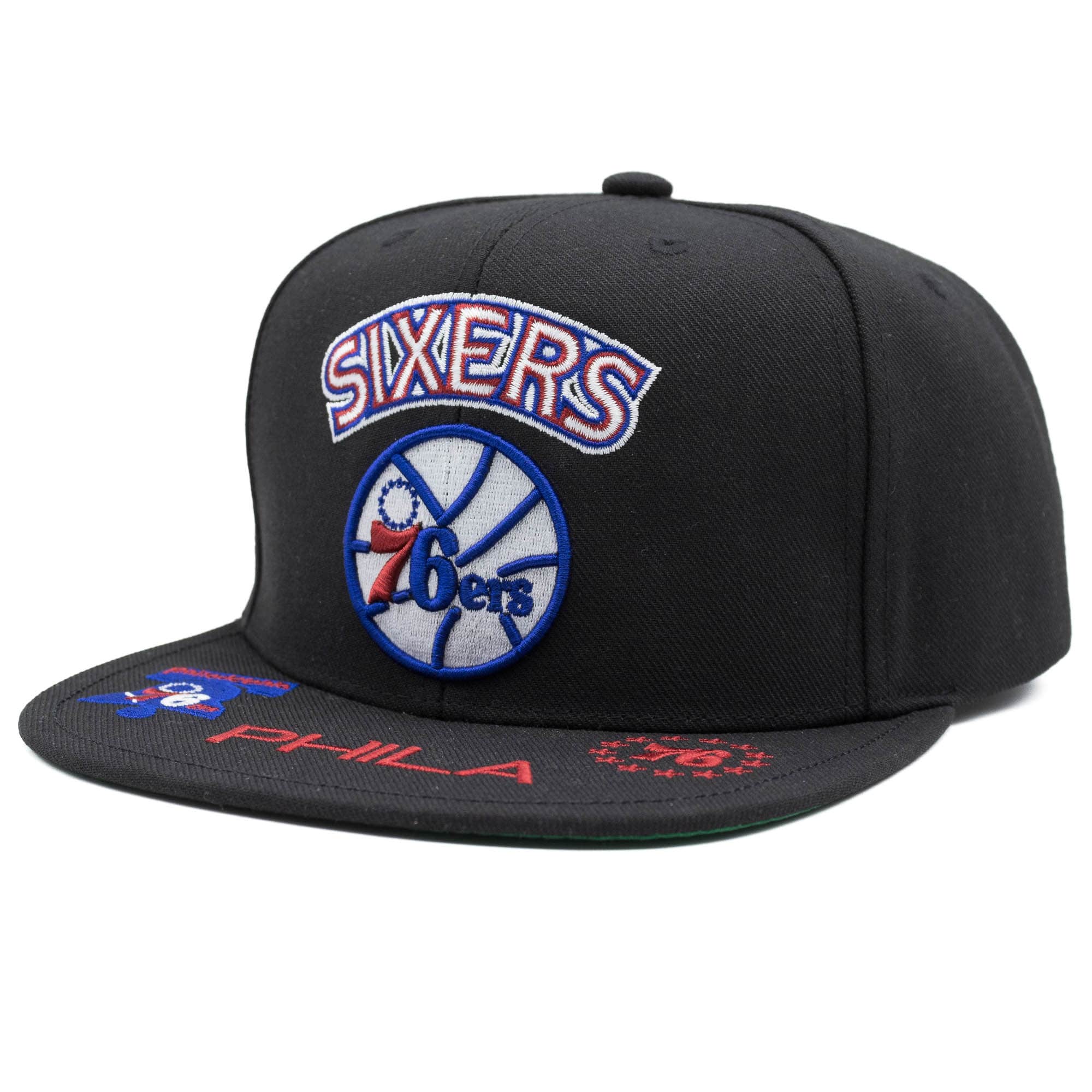 Philadelphia 76ers Front Loaded Mitchell & Ness Snapback NBA Cap Black