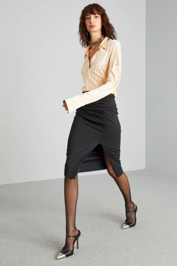 Shiny jersey polo shirt - POWDER PINK