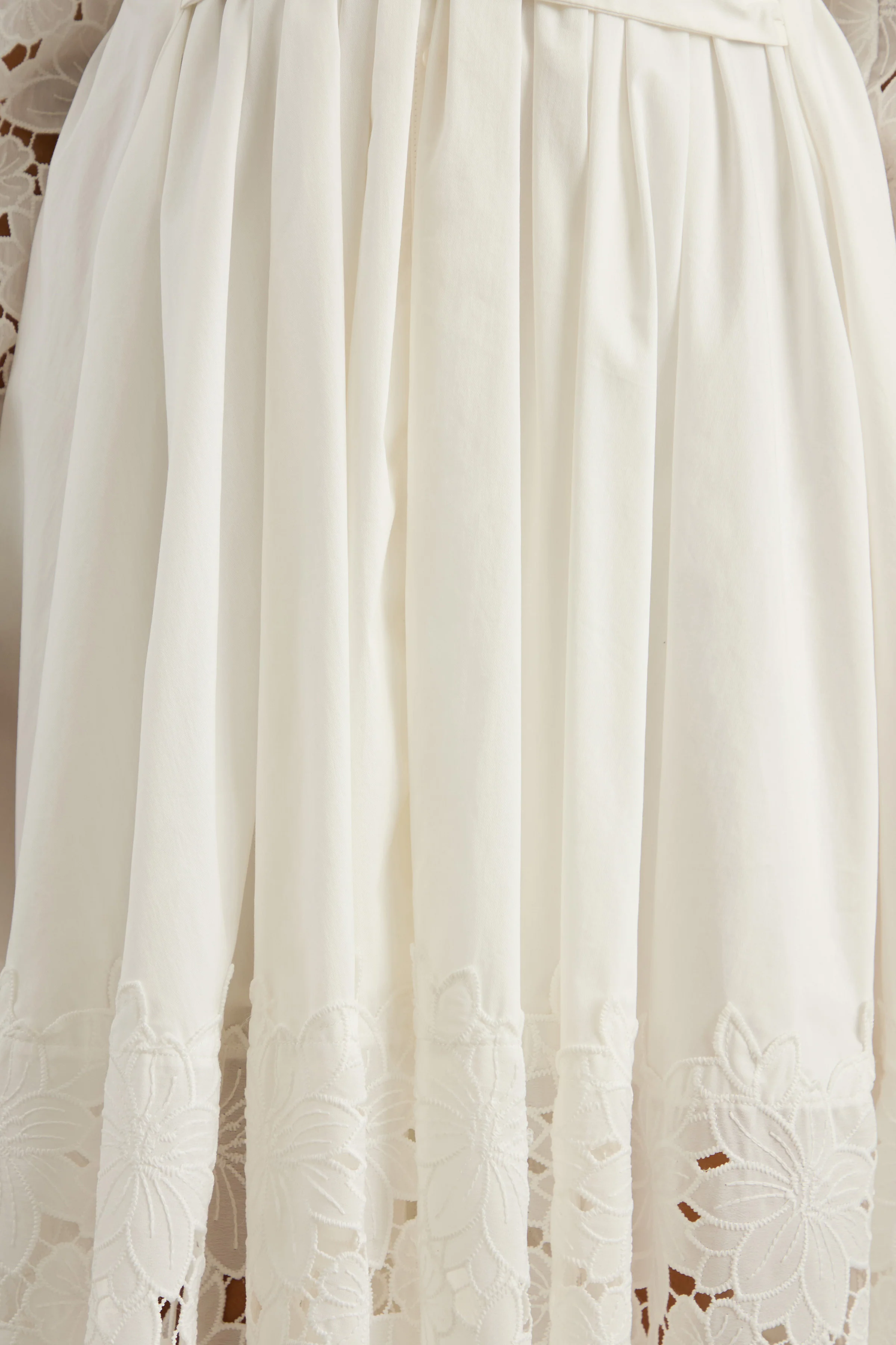 Zalynne | White Broderie Collared-Neck Midi Dress
