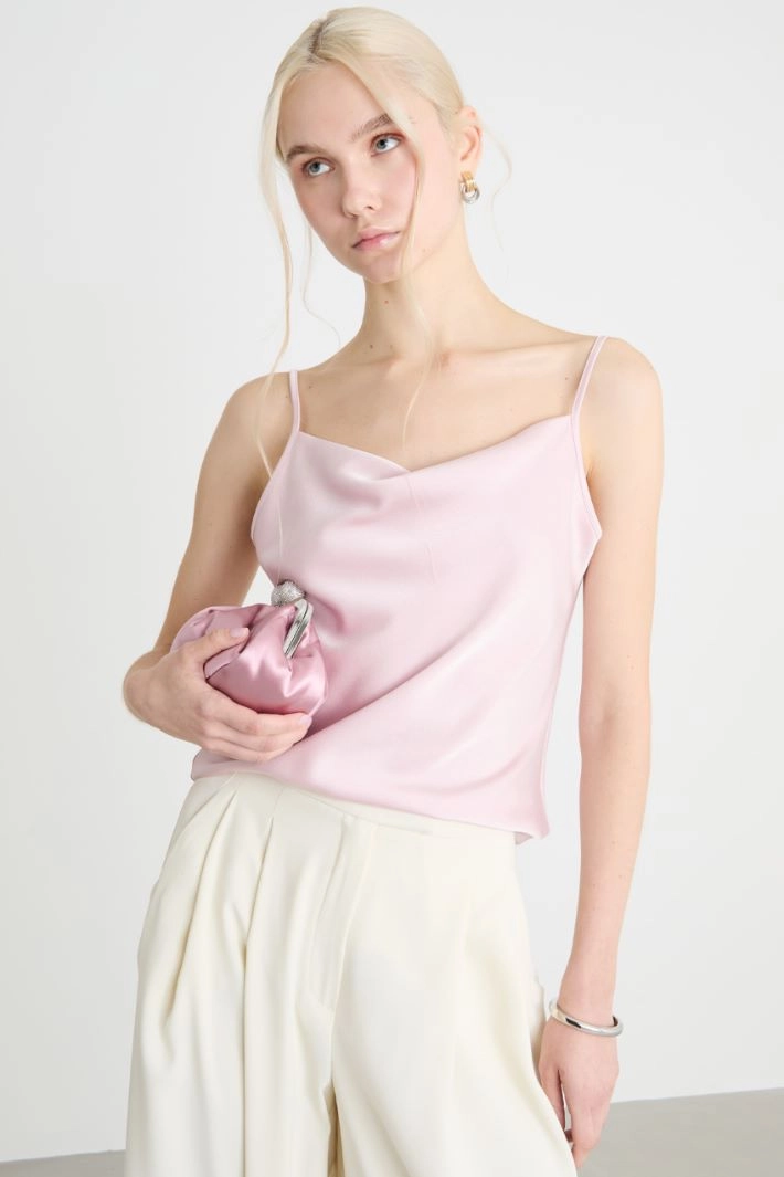 Fluid satin slip top - PINK