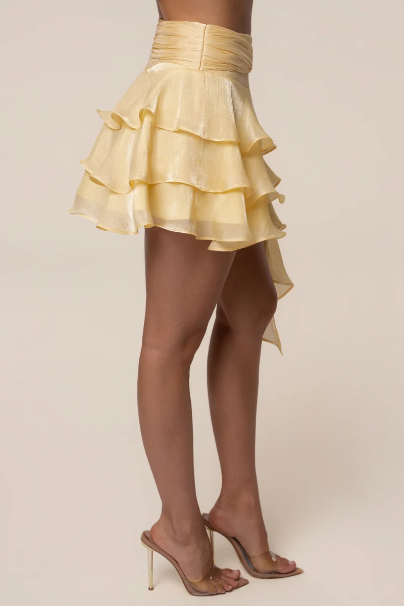 Yellow Sky Draped Skirt Set