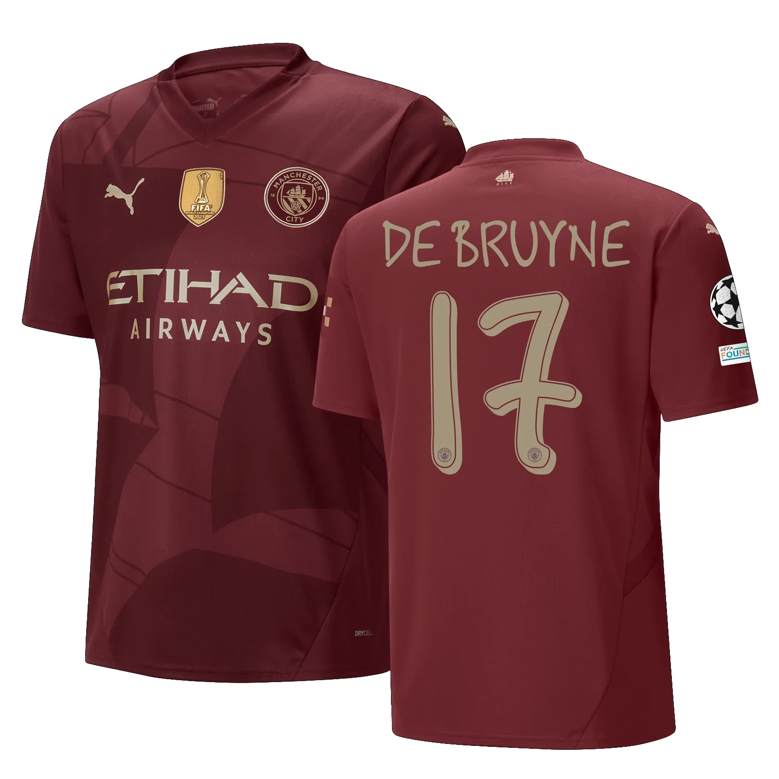 Manchester City Kevin De Bruyne Third Jersey w/ Champions League + Club World Cup Patch 24/25 (Dark Jasper)