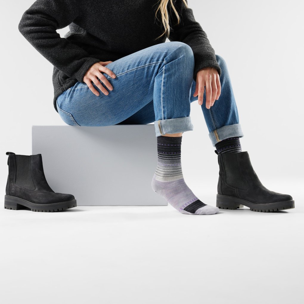 SmartWool Everyday Stitch Stripe Crew Socks - Q54 purple/black
