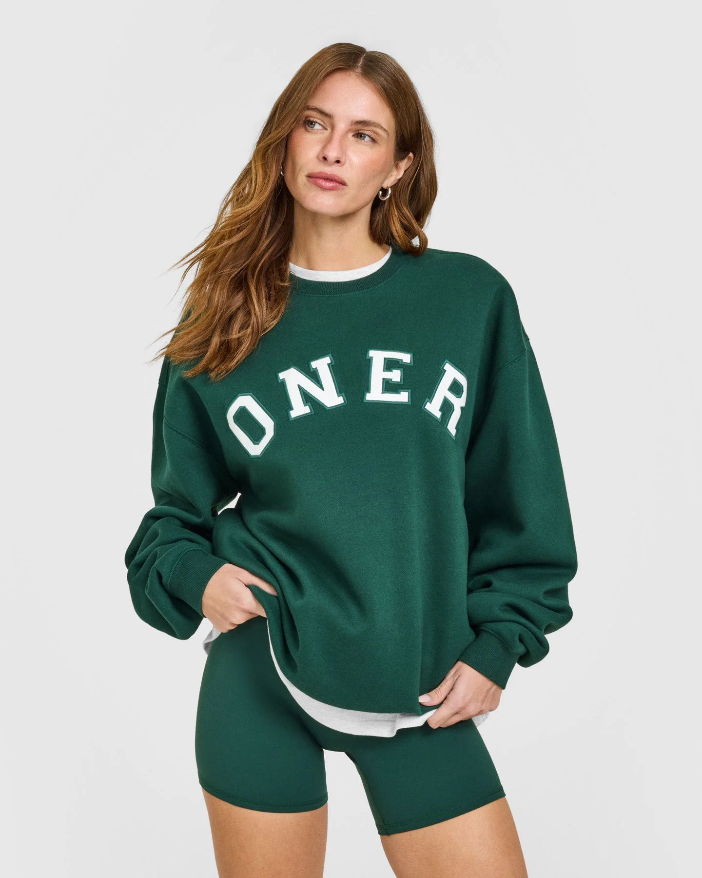 Foundations Oversized Oner Girlfriend Sweatshirt | Racing Green