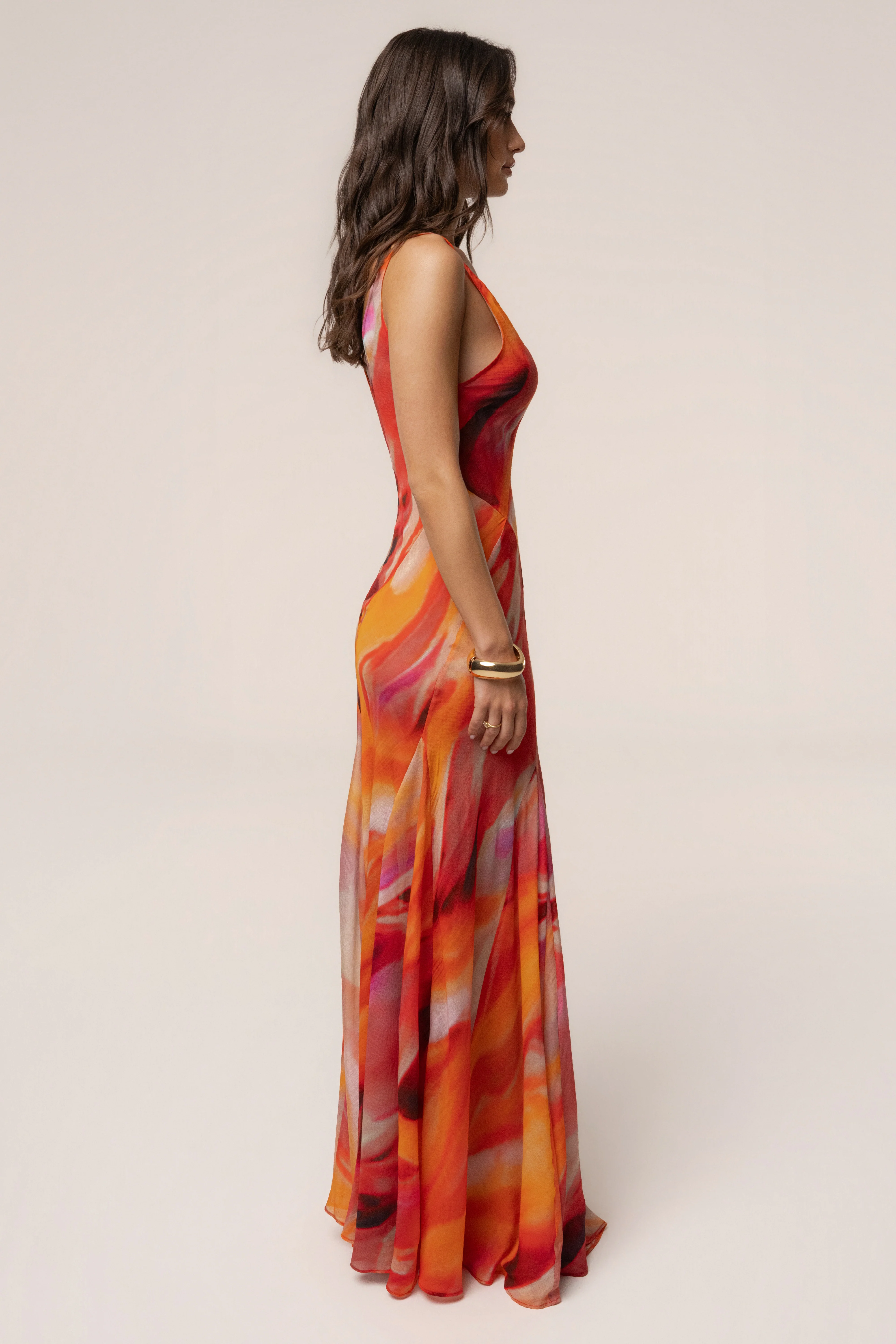Red Prism Tide Maxi Dress