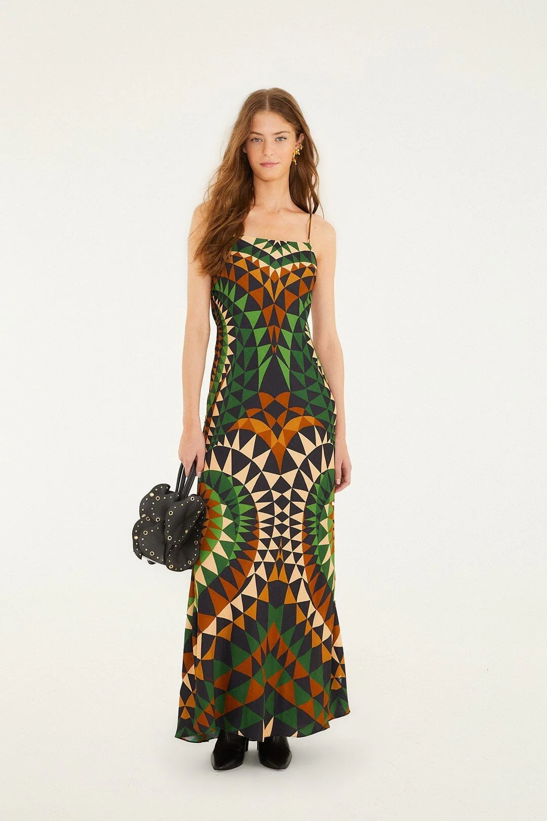 Multicolor Heart Deco  Slip Maxi Dress