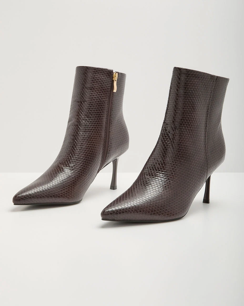 Verna Faux Leather Snake Embossed Booties