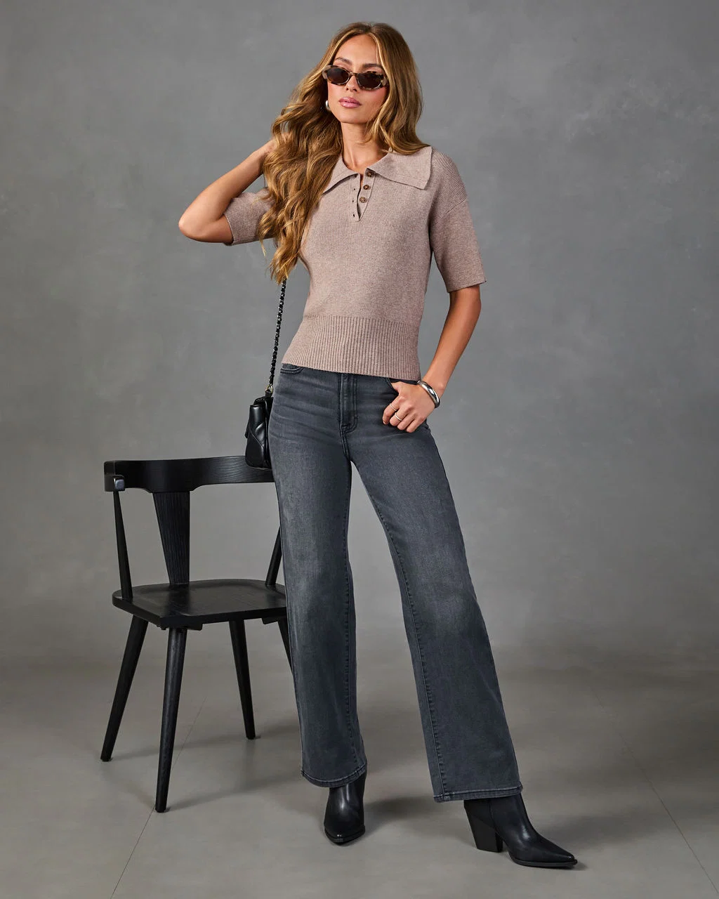 Bellmont Ribbed Knit Short Sleeve Sweater