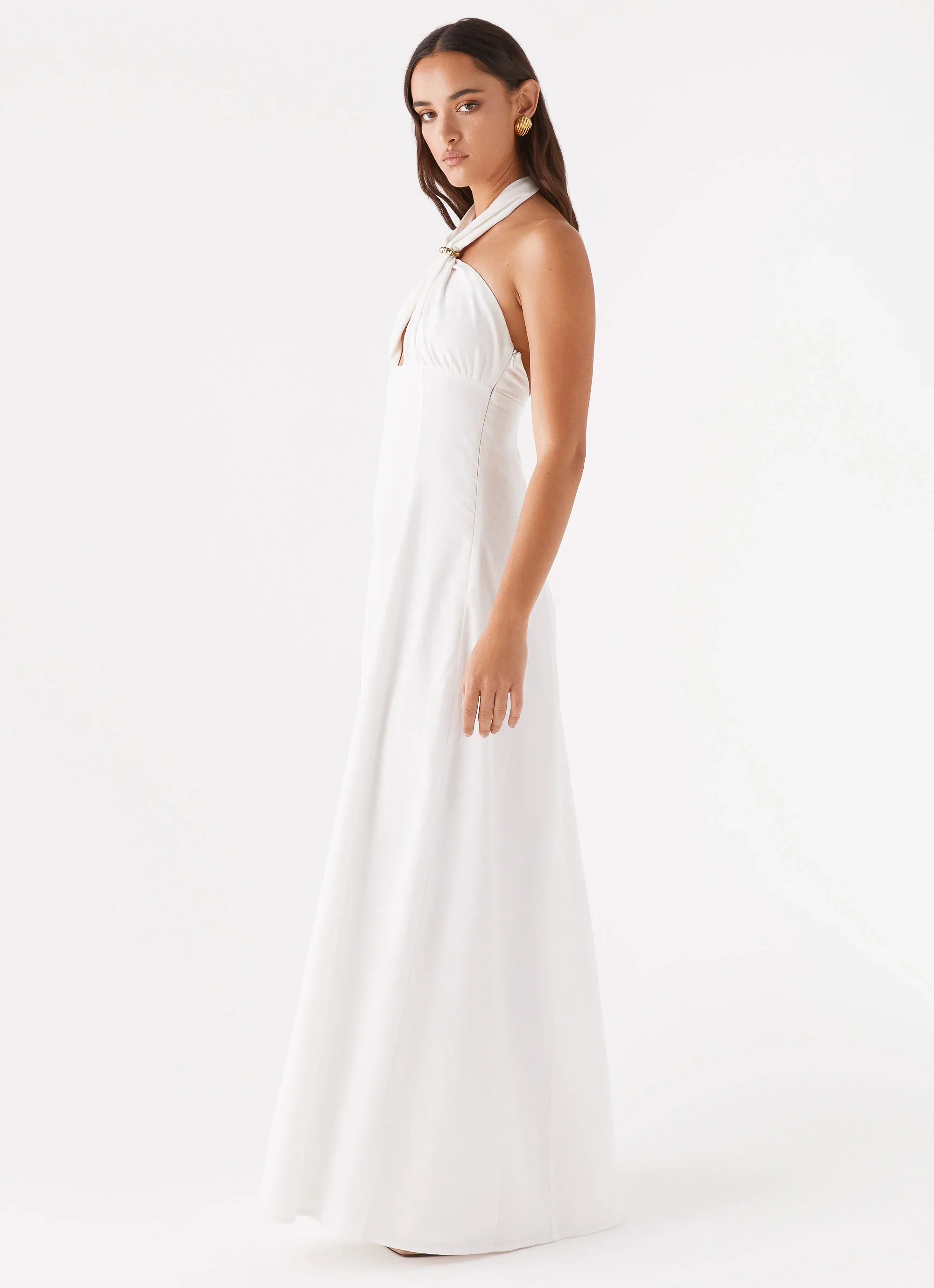 Maison Linen Maxi Dress - White