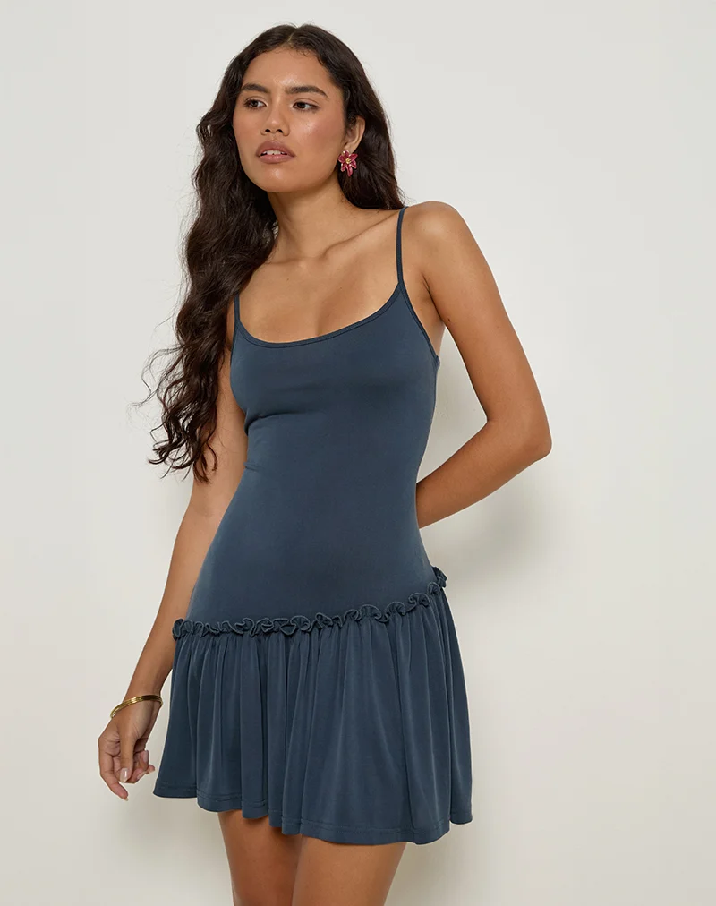 Suvi Cami Mini Dress in Ocean Storm