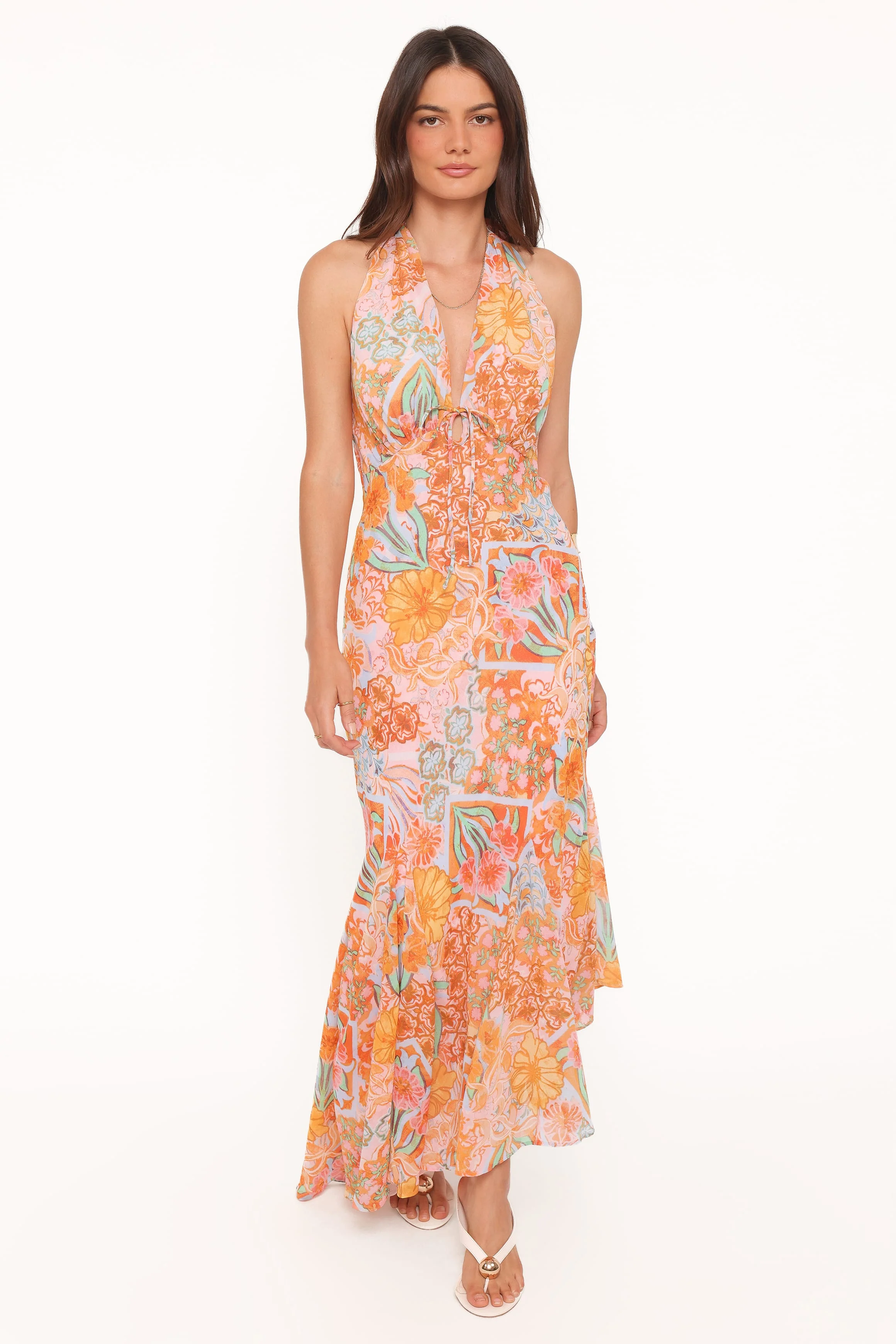 Alkira Maxi Dress - Orange Summer Garden