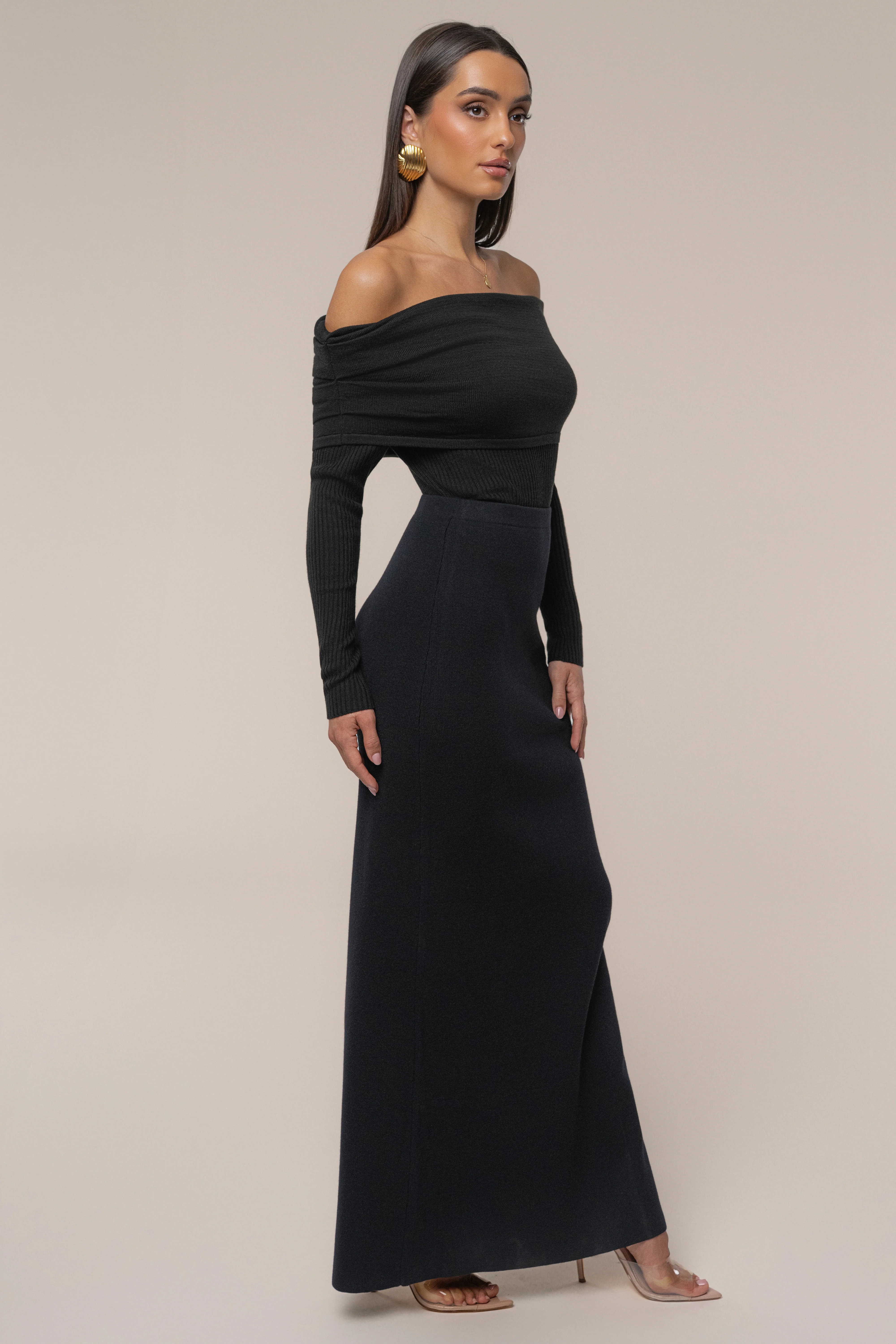 Black London Knit Maxi Skirt