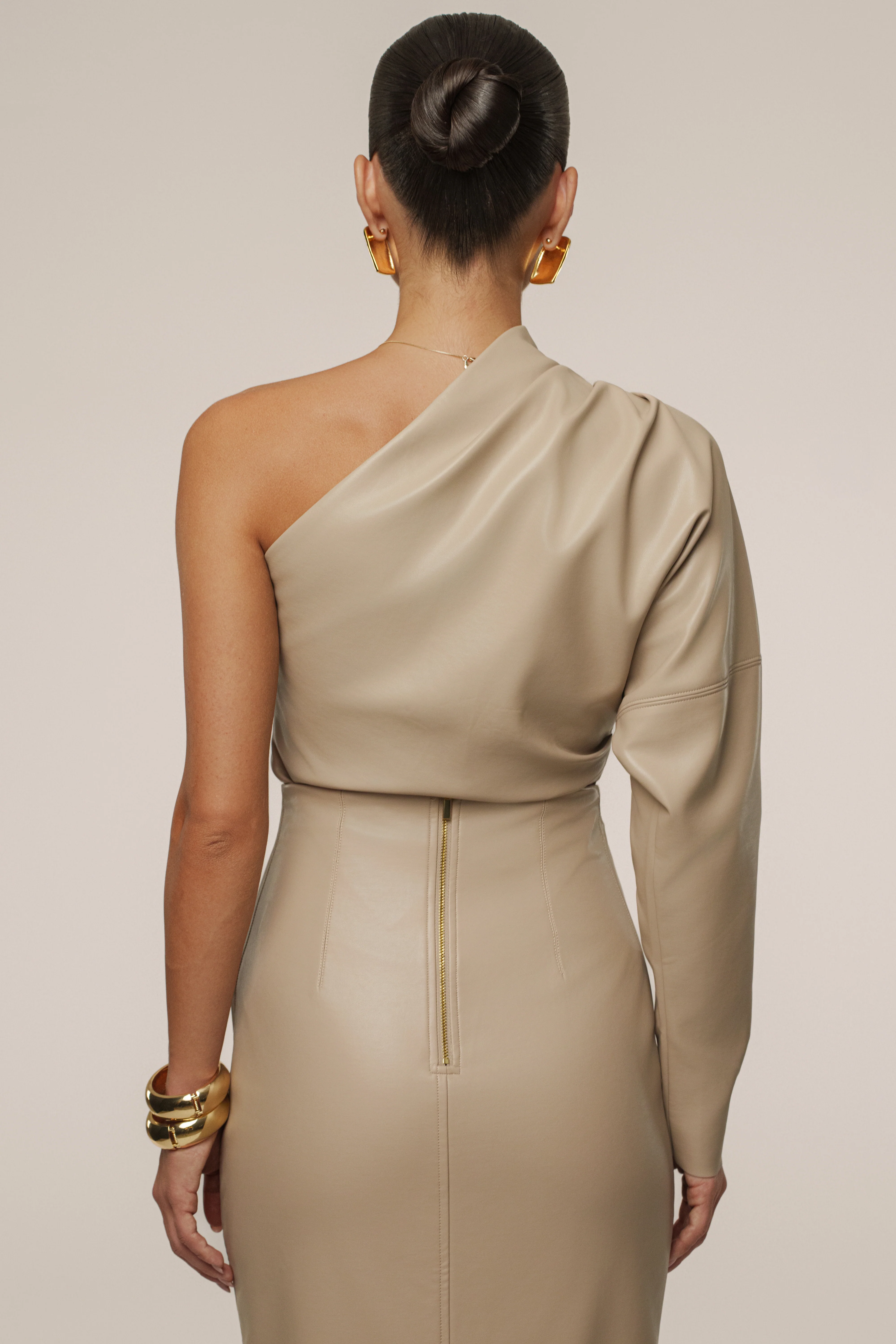 Tan Demi One Shoulder Top