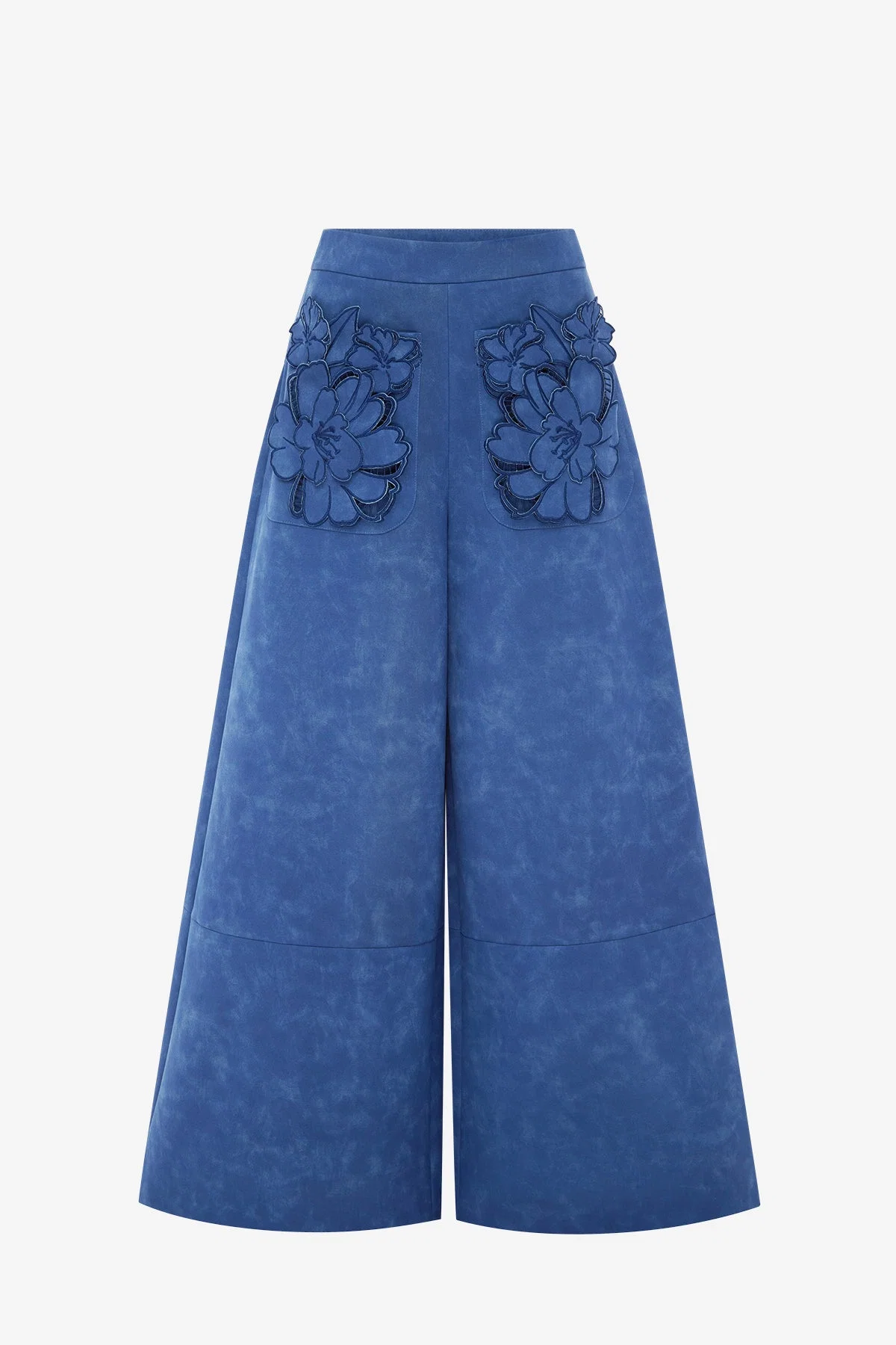 Christine Appliqué Vegan Suede Pants - Azure