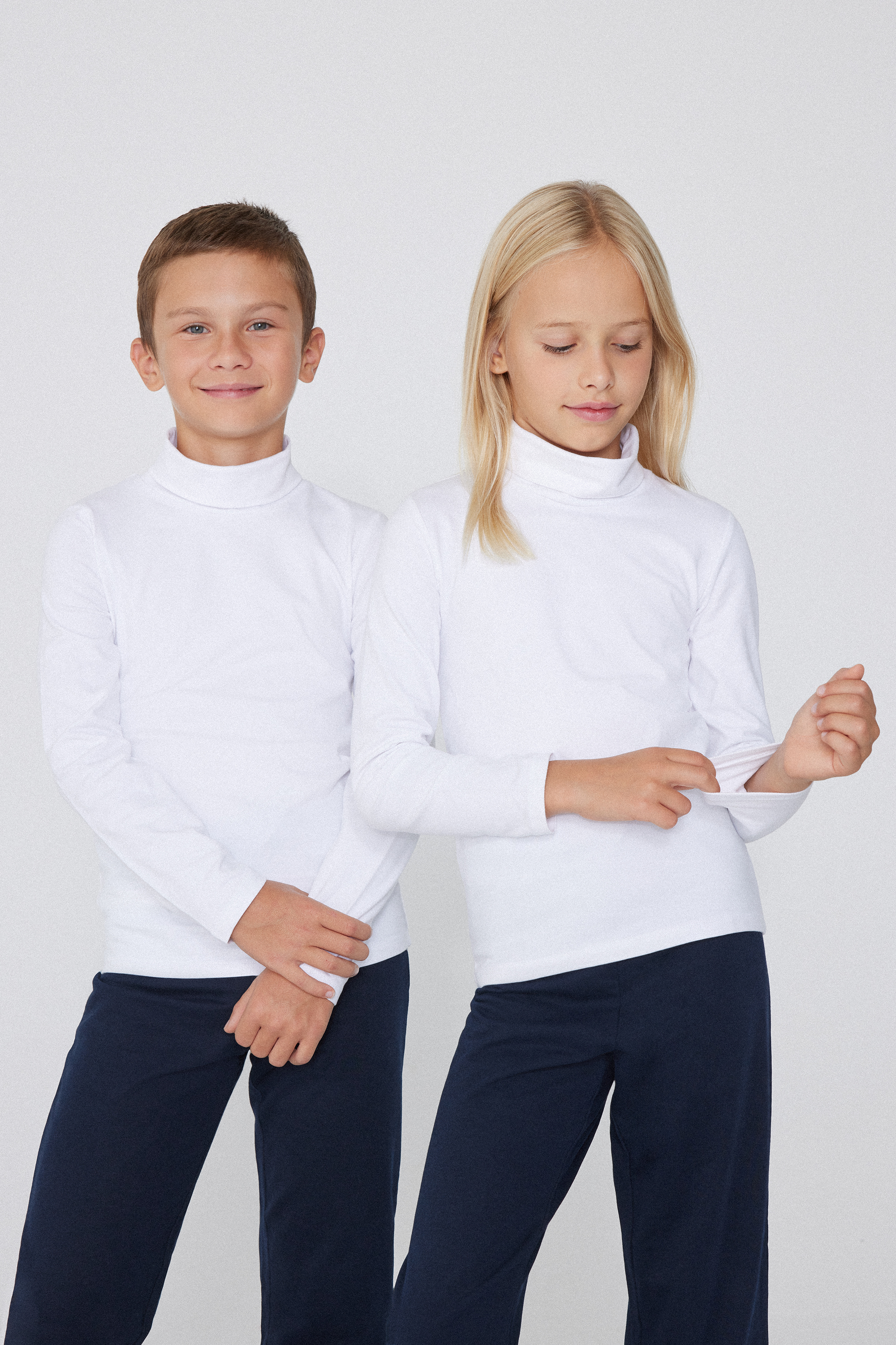 Kids’ Unisex Long-Sleeved Polo Neck Thermal Cotton Top