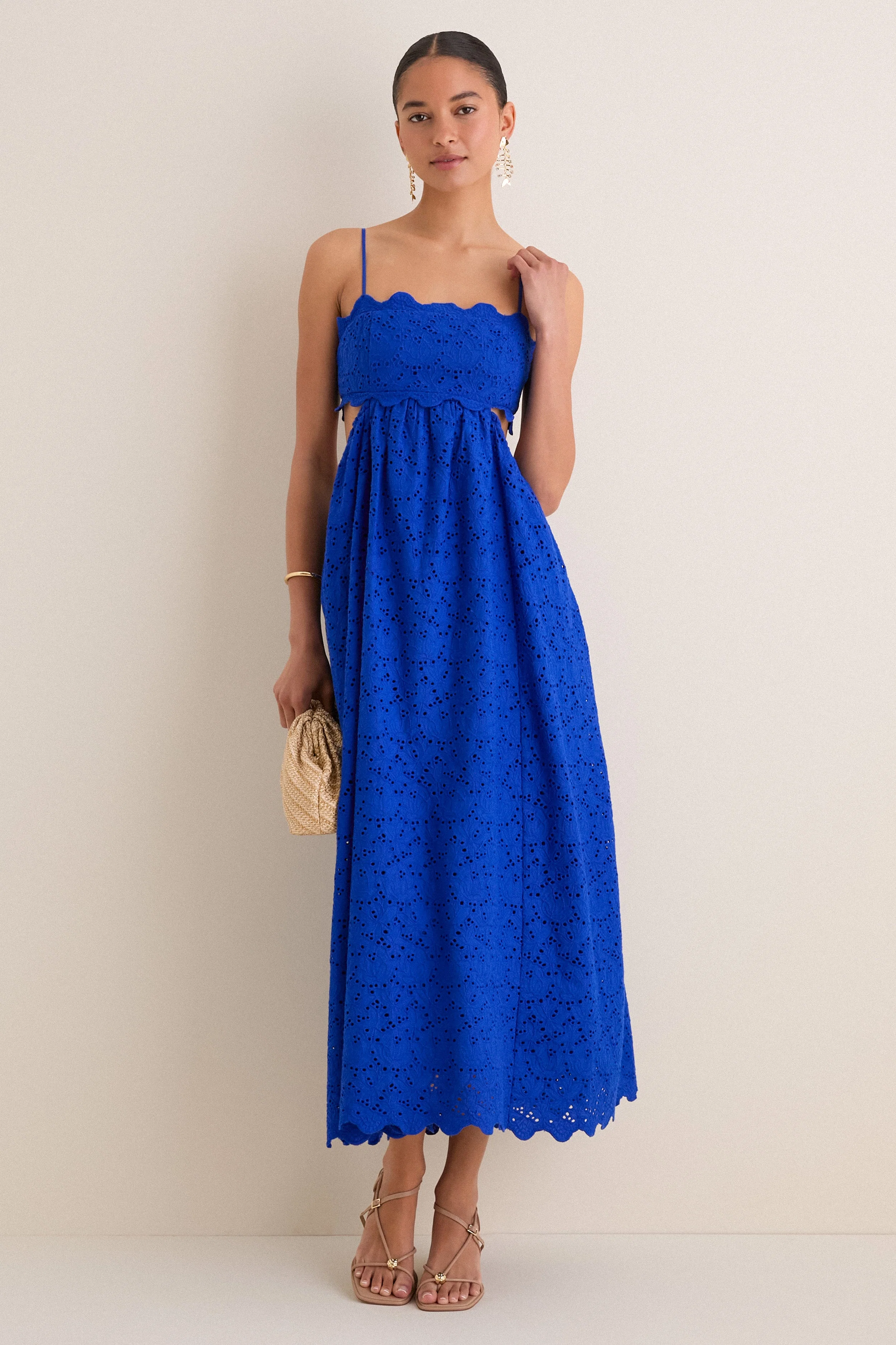 Blue Eyelet Cut-Out Larkspur Dress