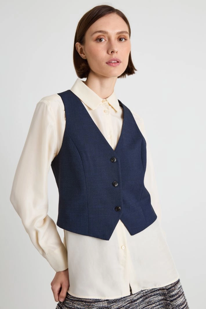 Wool grisaille gilet - BLUE