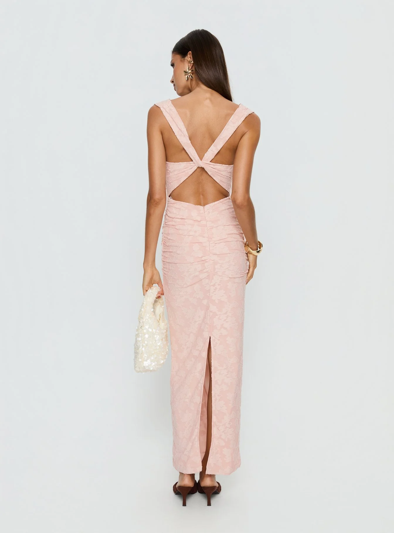 Kristeen Cowl Neck Maxi Dress Blush Pink