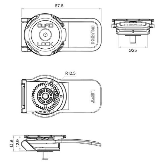 Quad Lock Qlp-360-Lh Head Only Smartphone Holder With Universal Lever - BlackRef: QDL0101 / 1118119