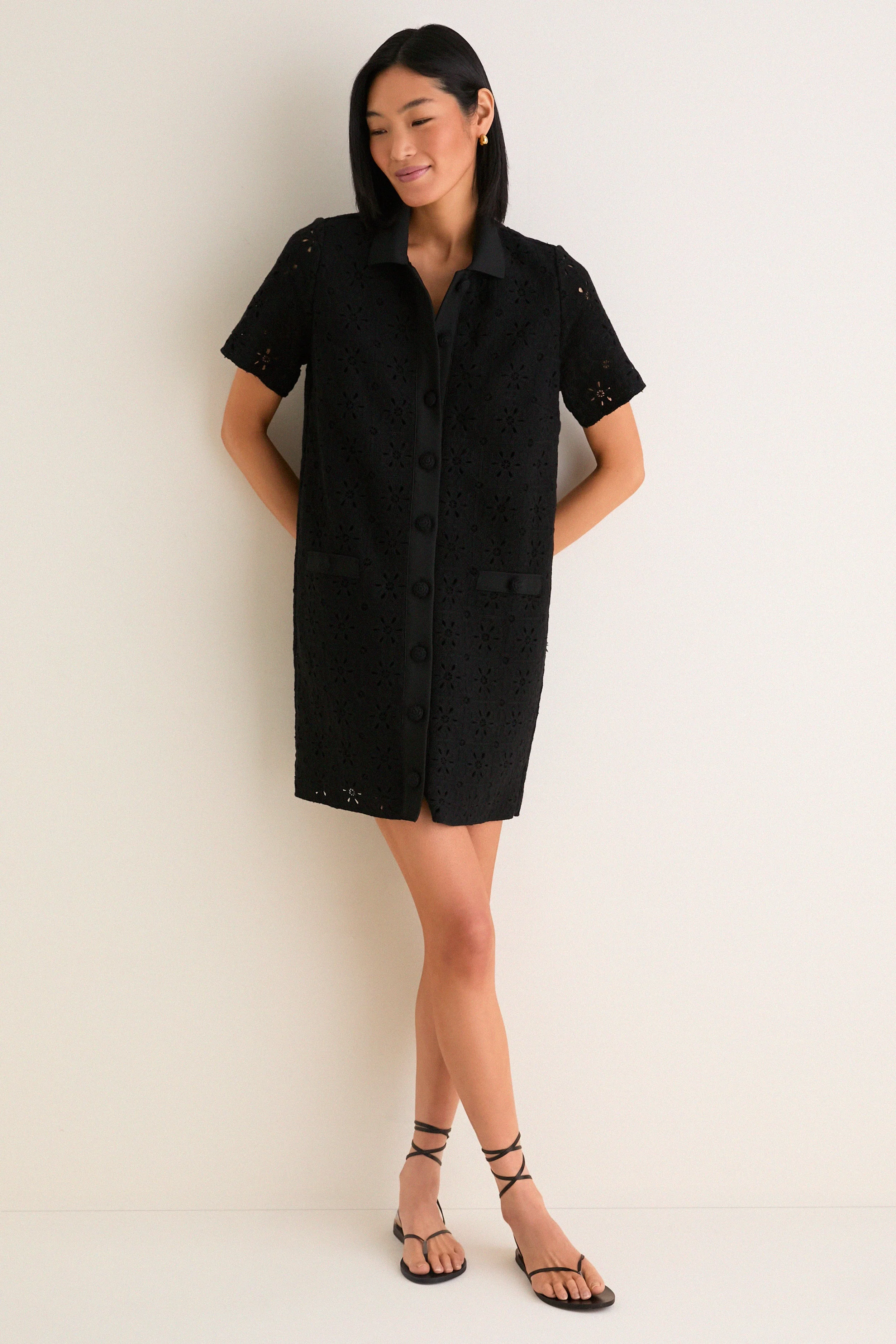 Noir Crochet Tile Jeanine Shift Dress