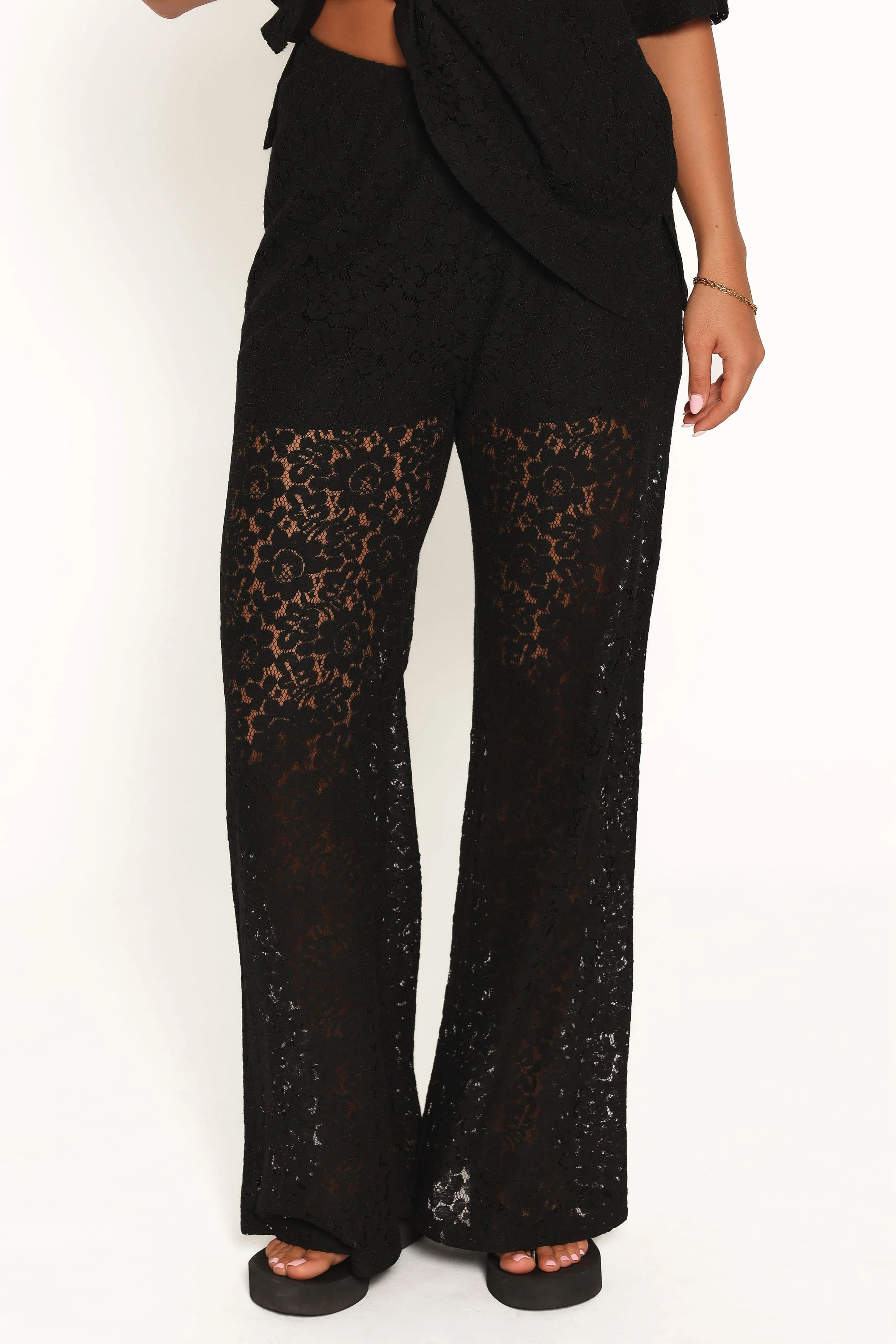 Tucker Lace Pant Set - Black