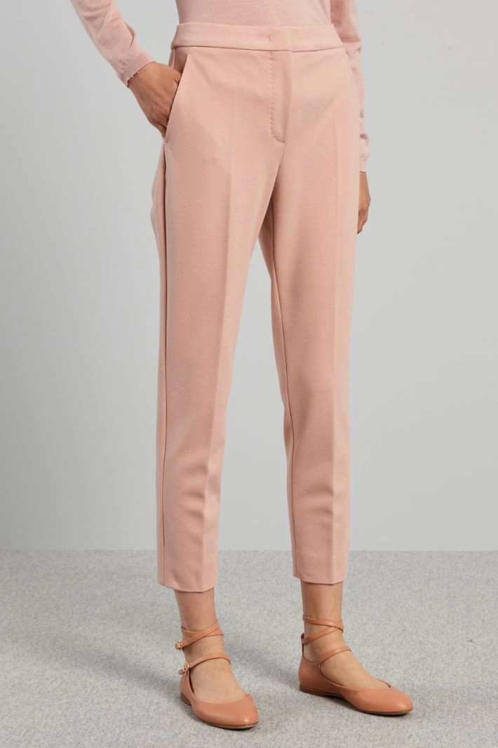 Jersey cigarette trousers - POWDER PINK