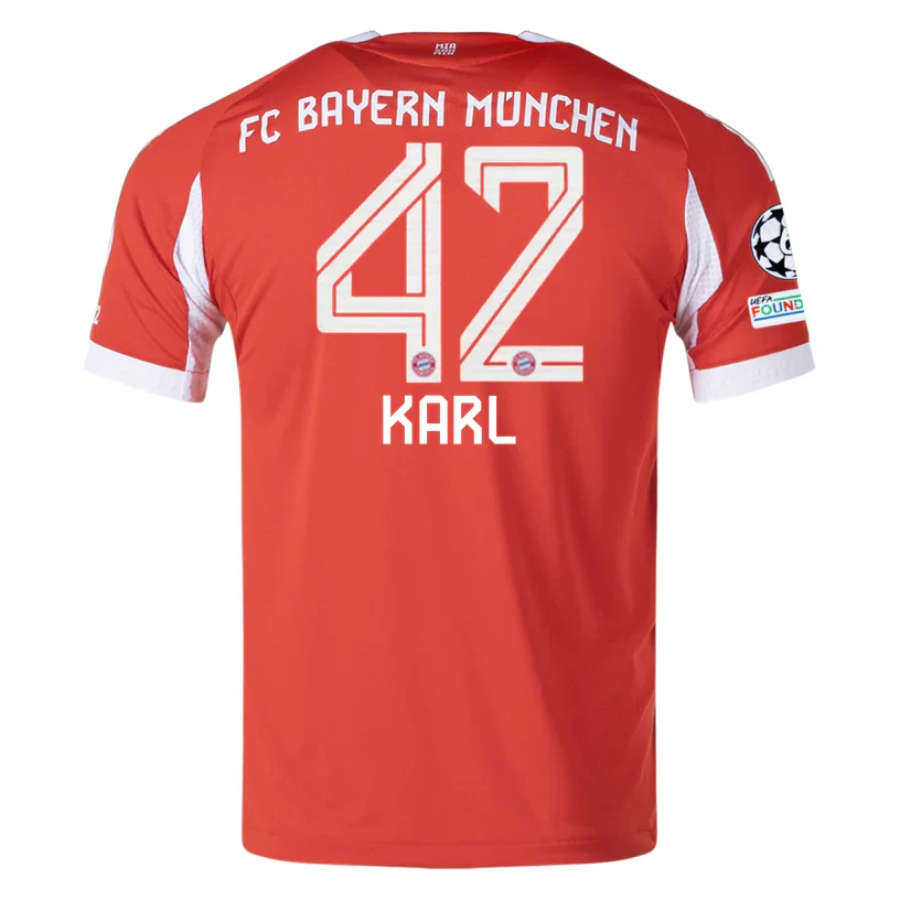 Bayern Munich Karl Home Jersey w/ Champions League Patches 25/26 (Red)