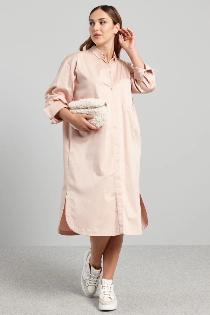 Cotton shirt dress - PASTEL PINK