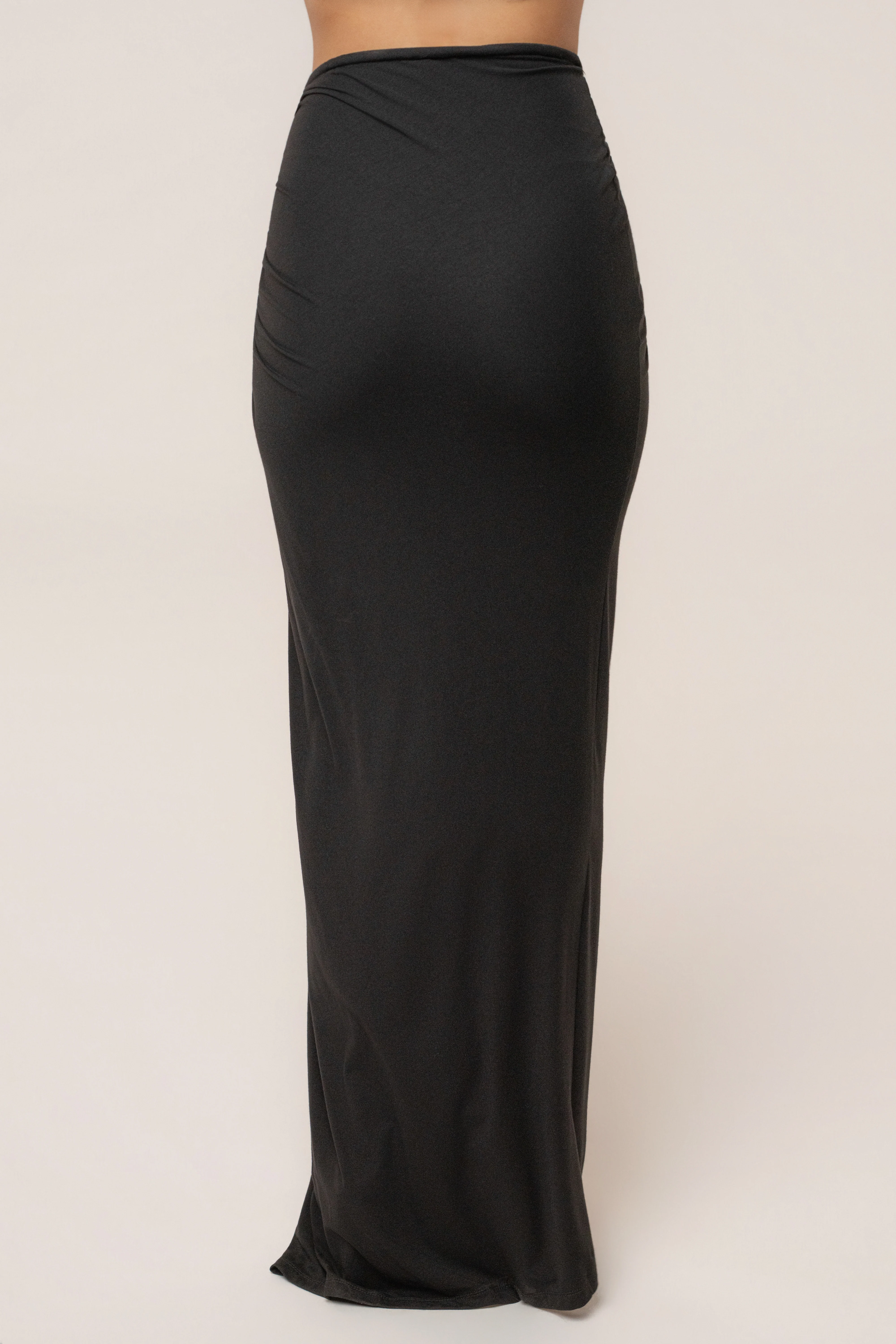 Black Island Drape Maxi Skirt