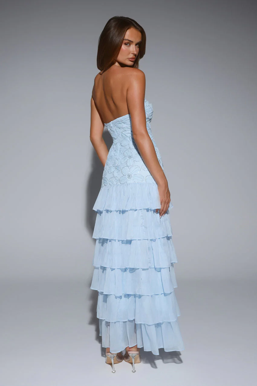 Dream State Strapless Maxi Dress Blue