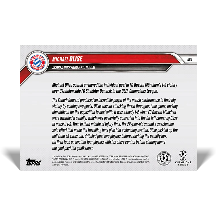 Michael Olise - Scores incredible solo goal - 24/25 UCC Topps NOW® Card 66