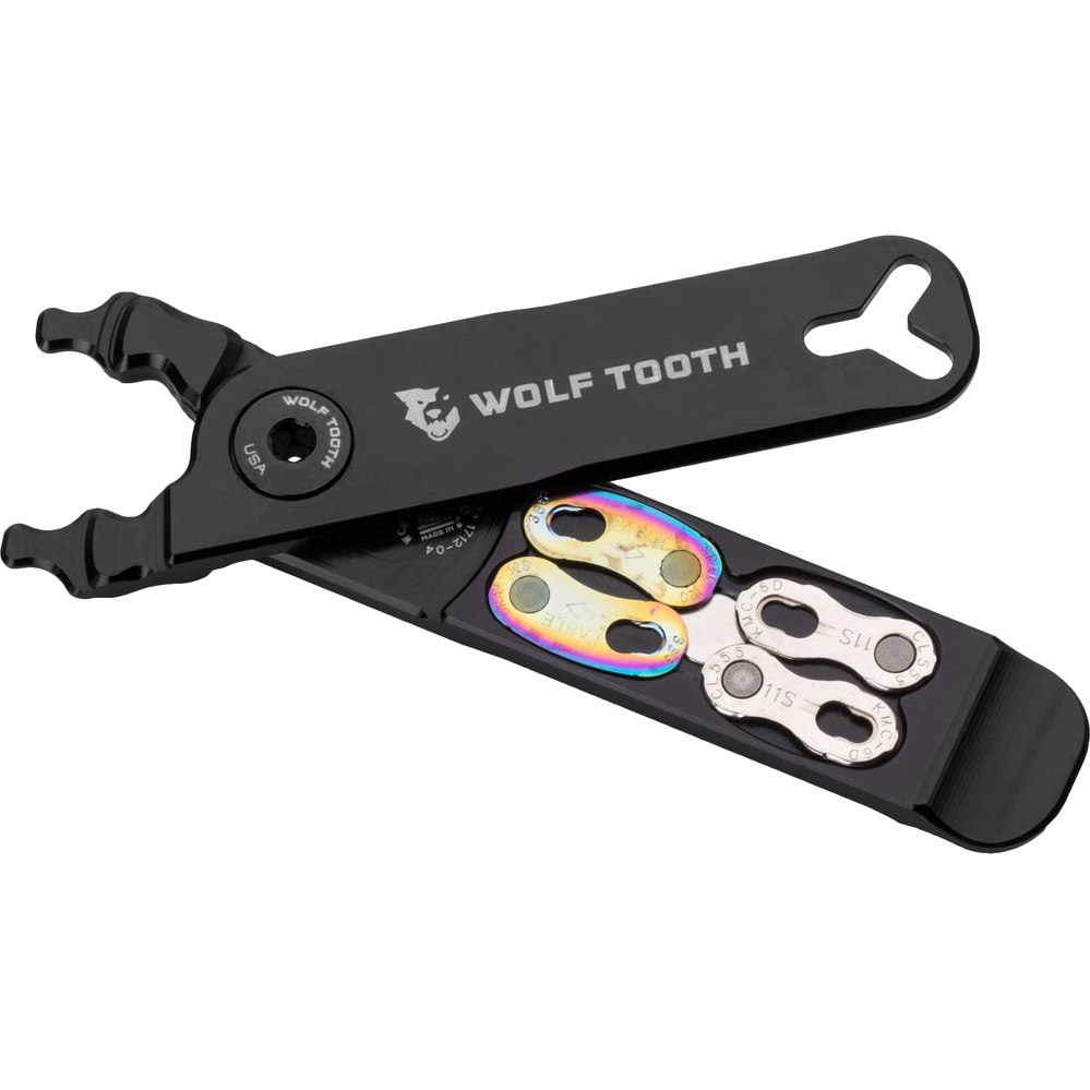 Wolf Tooth Pack Pliers - For Masterlinks, Valve Cores, Valve Stem Lock Nuts - black