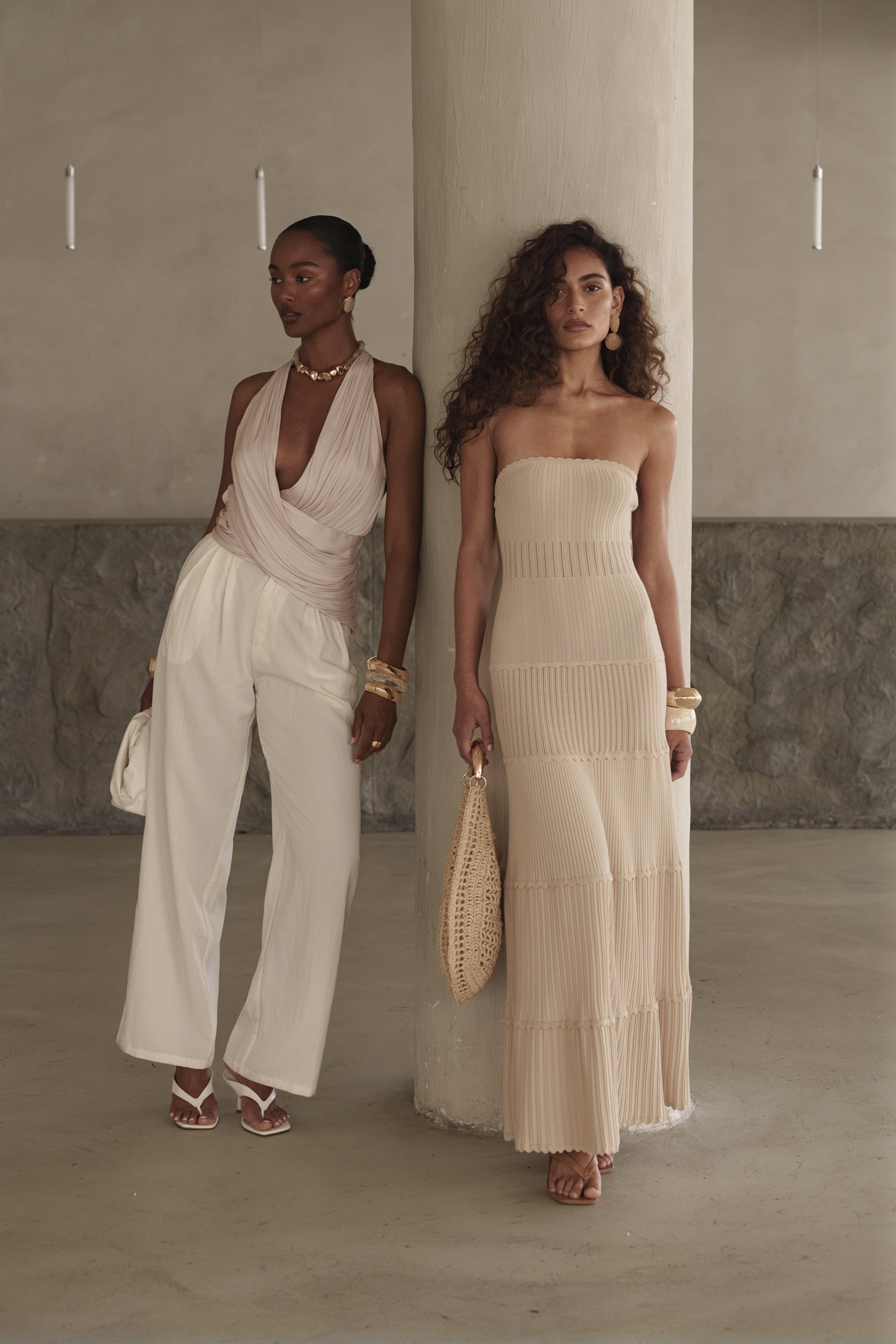 Cream Vienna Strapless Maxi Dress