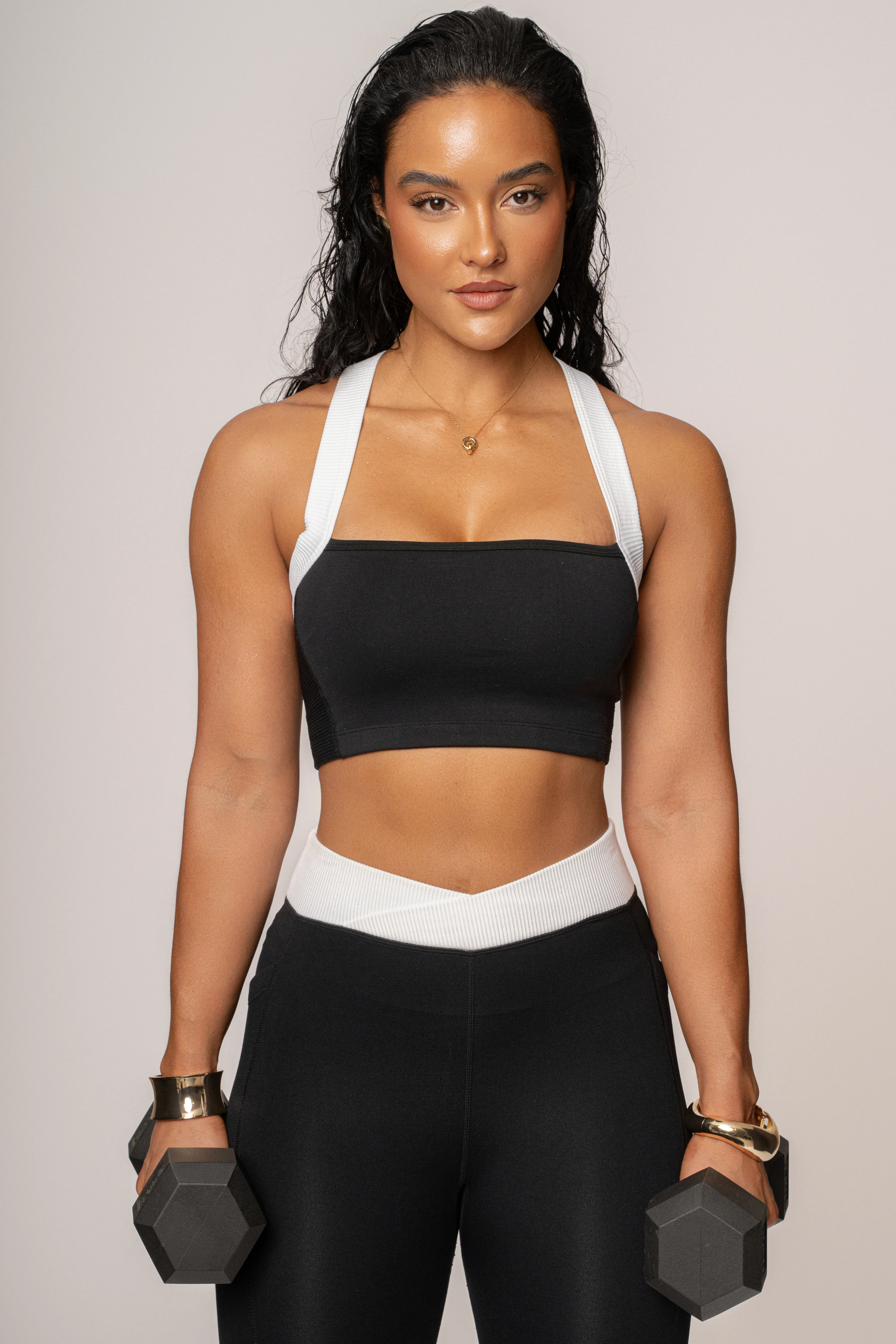 Black/White Ultimate Ribbed Halter Top