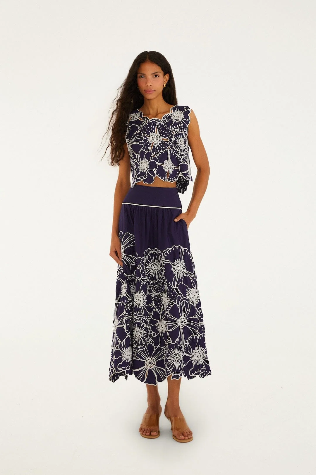 Blue Flowers Richelieu  Crop Top