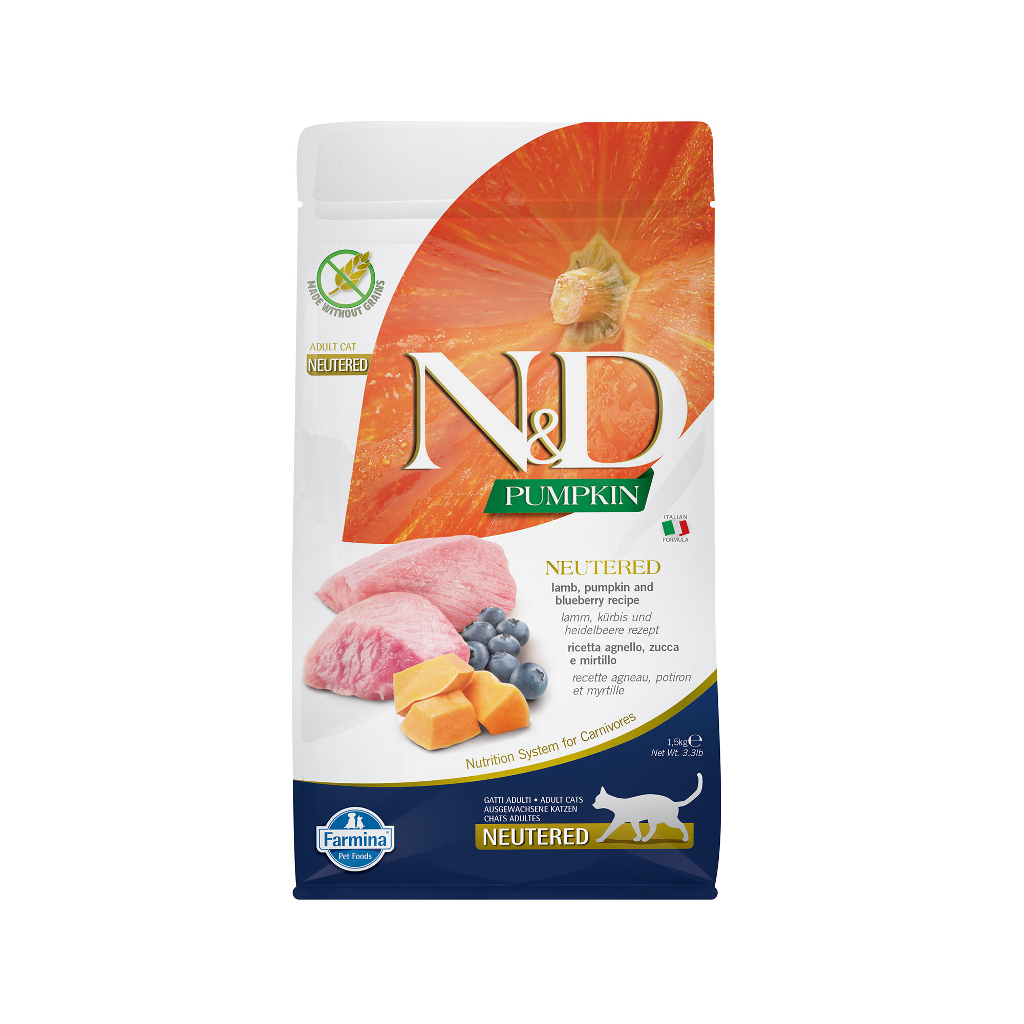 Farmina N&D Pumpkin Neutered Cat Food - Lamb - 1.5 kg