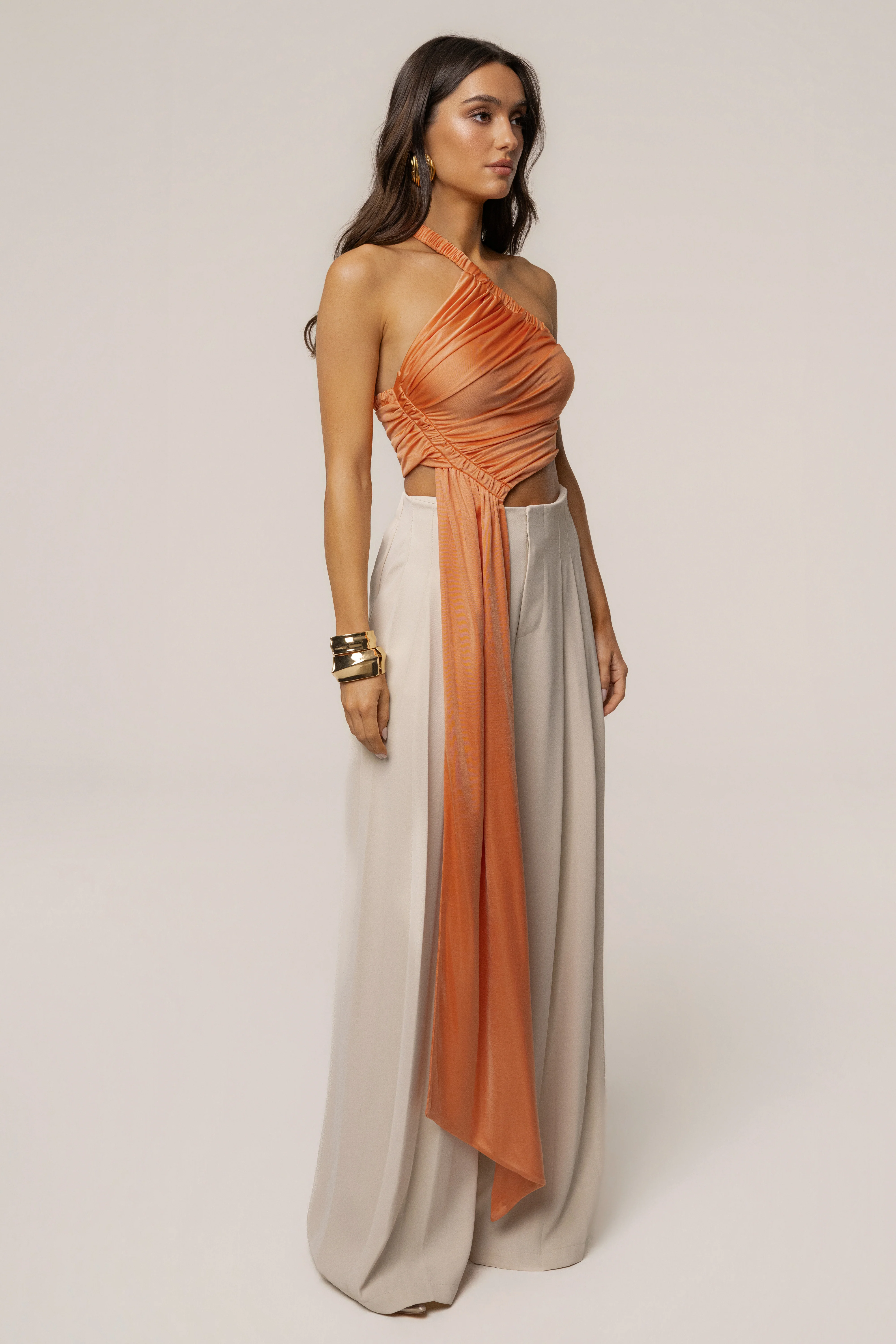Peach Spotlight Draped Top
