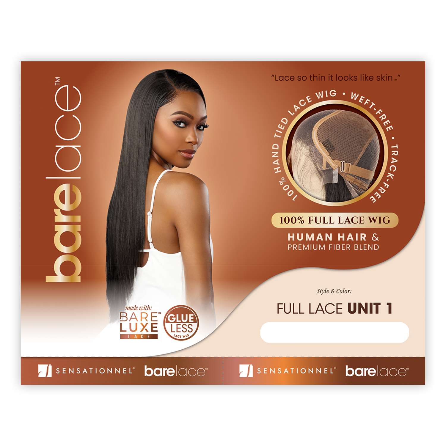 Sensationnel Human Hair Blend Lace Front Wig BareLace Glueless Full Lace Unit 1